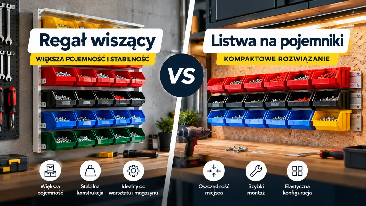 Regał wiszący czy listwa na pojemniki — co wybrać?