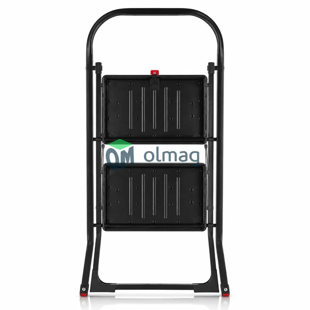Czarna stalowa drabina składana, 3 stopnie