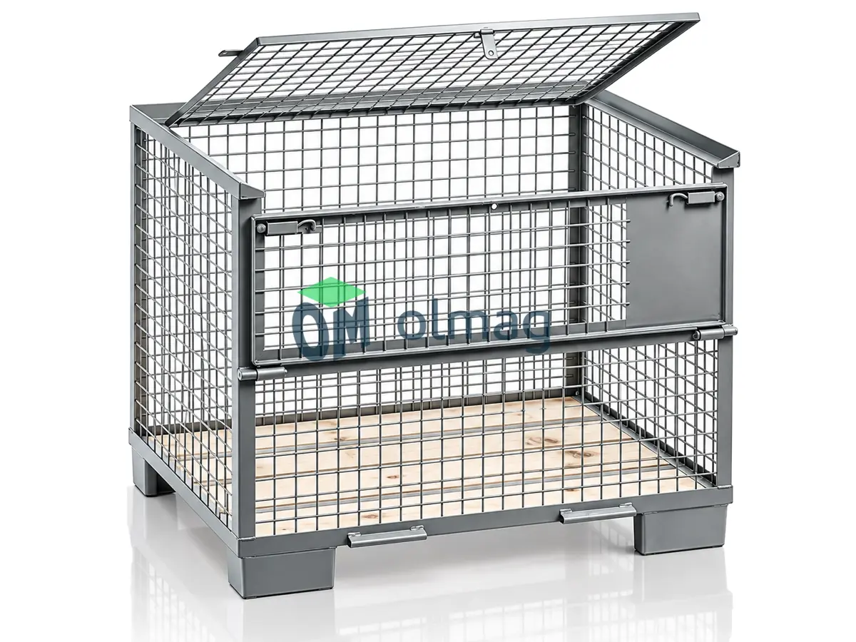 Gitterbox zamykany z klapą 1240×835×970 mm — 1500 kg