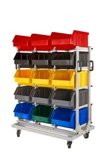 Regał na kółkach do pojemników warsztatowych