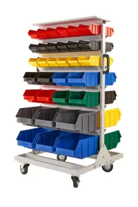 Regał na kółkach do pojemników warsztatowych