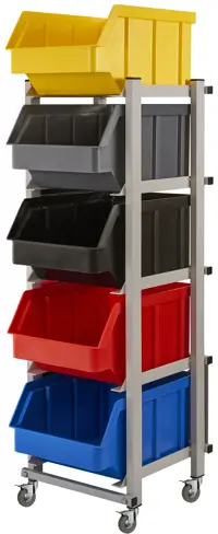 Regał na kółkach do pojemników warsztatowych