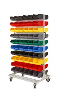 Regał na kółkach do pojemników warsztatowych