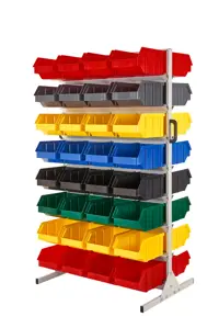 Regał na pojemniki warsztatowe dwustronny