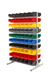 Regał na pojemniki warsztatowe dwustronny