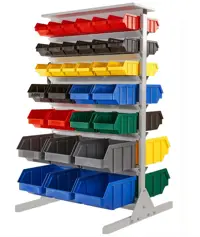 Regał na pojemniki warsztatowe dwustronny