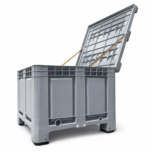 Szara skrzyniopaleta plastikowa pełna 1200x1000x790 mm