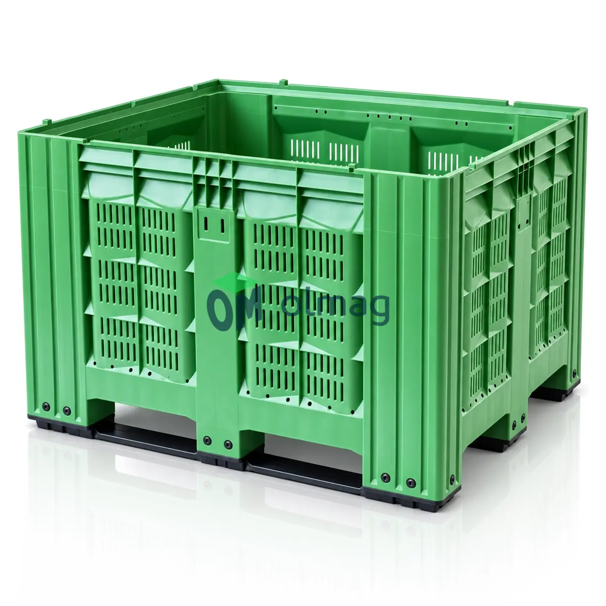 Skrzyniopaleta ażurowa 1200x1000 na 3 płozach, 700 l