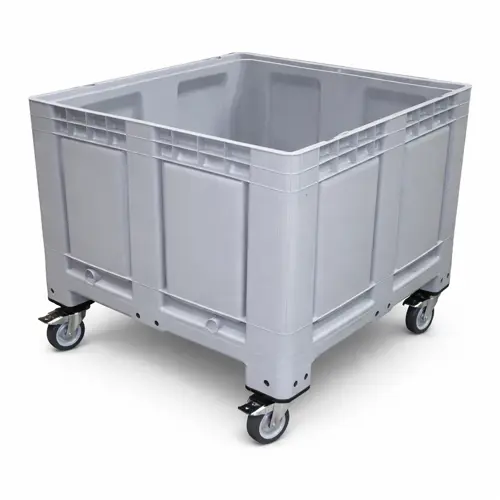 Skrzyniopaleta plastikowa pełna szara na kołach 1200x1000x790 mm