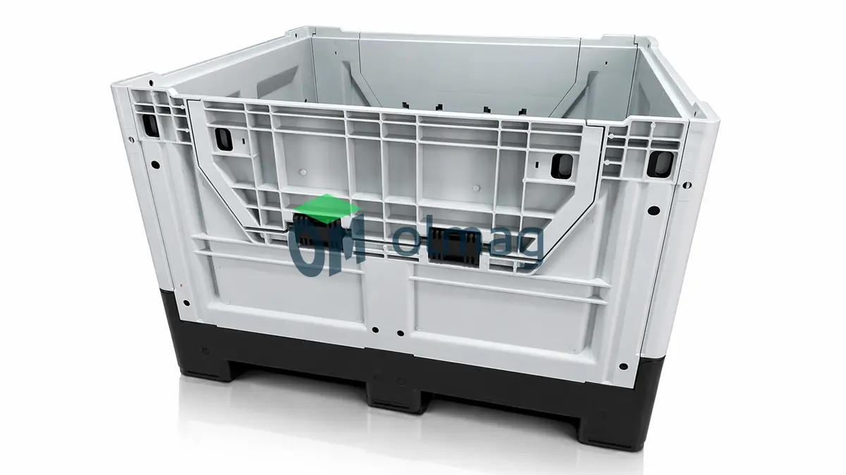 Skrzyniopaleta plastikowa składana na 6 stopach