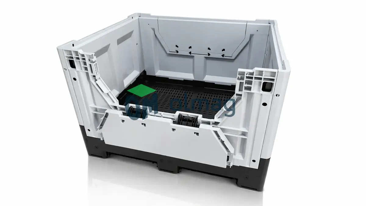 Skrzyniopaleta plastikowa składana na 6 stopach