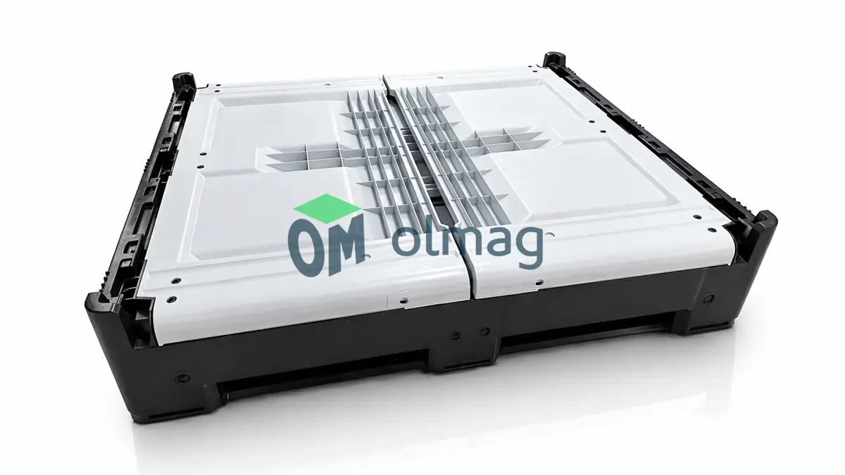 Skrzyniopaleta plastikowa składana na 6 stopach