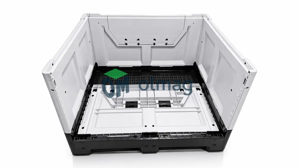 Skrzyniopaleta plastikowa składana na 6 stopach