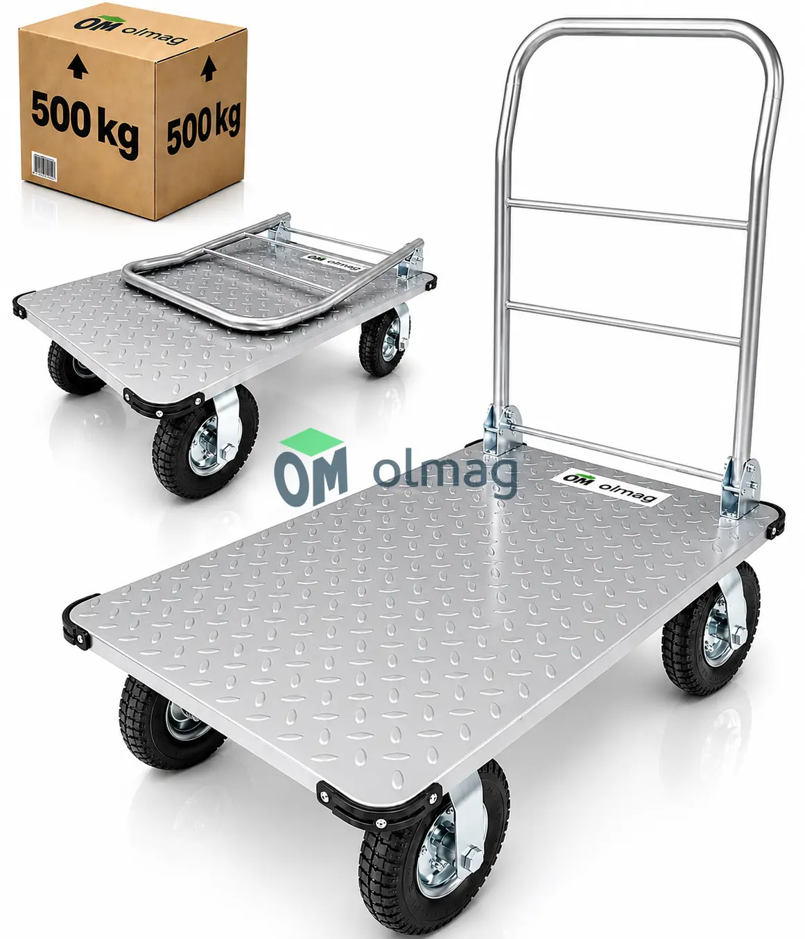 Wózek platformowy transportowy magazynowy